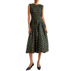 Merlette Women's Lemon Navy Floral Print Villard Dress Size 4